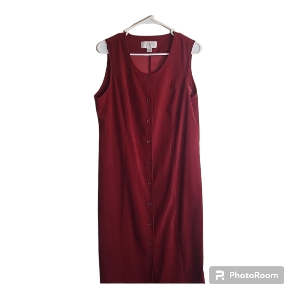 Annex petite Long Red Button Up Front Sleeveless Dress